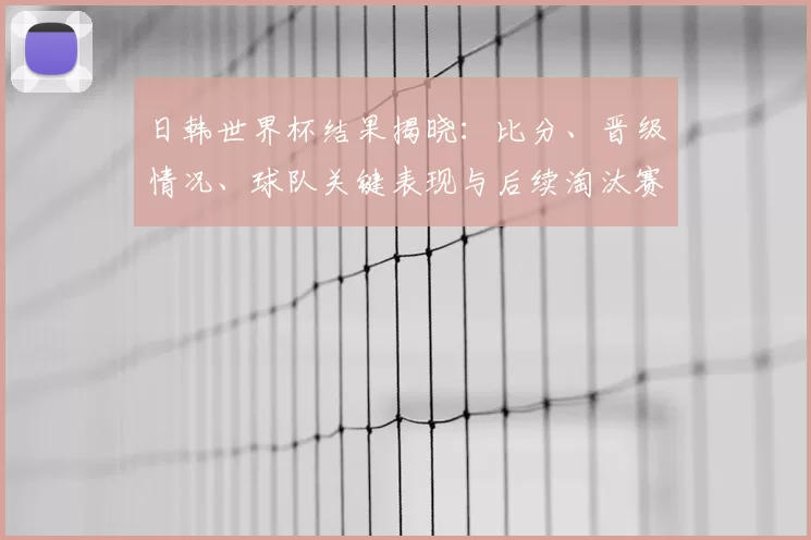 日韩世界杯结果揭晓：比分、晋级情况、球队关键表现与后续淘汰赛展望